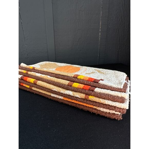 Vintage Cannon Retro Rainbow and Brown Hand towel Set of 8 Made in USA - Picture 12 of 12